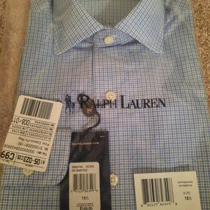 NEW UNOPENED Ralph Lauren Fine Classic-Fit Regent Checks Shirt, Medium, 15.5"